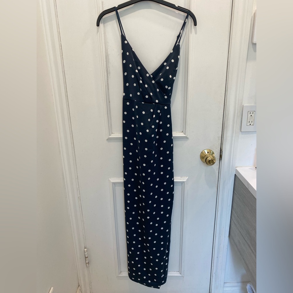 Bardot Navy & White Polka Dot Maxi Dress Size S